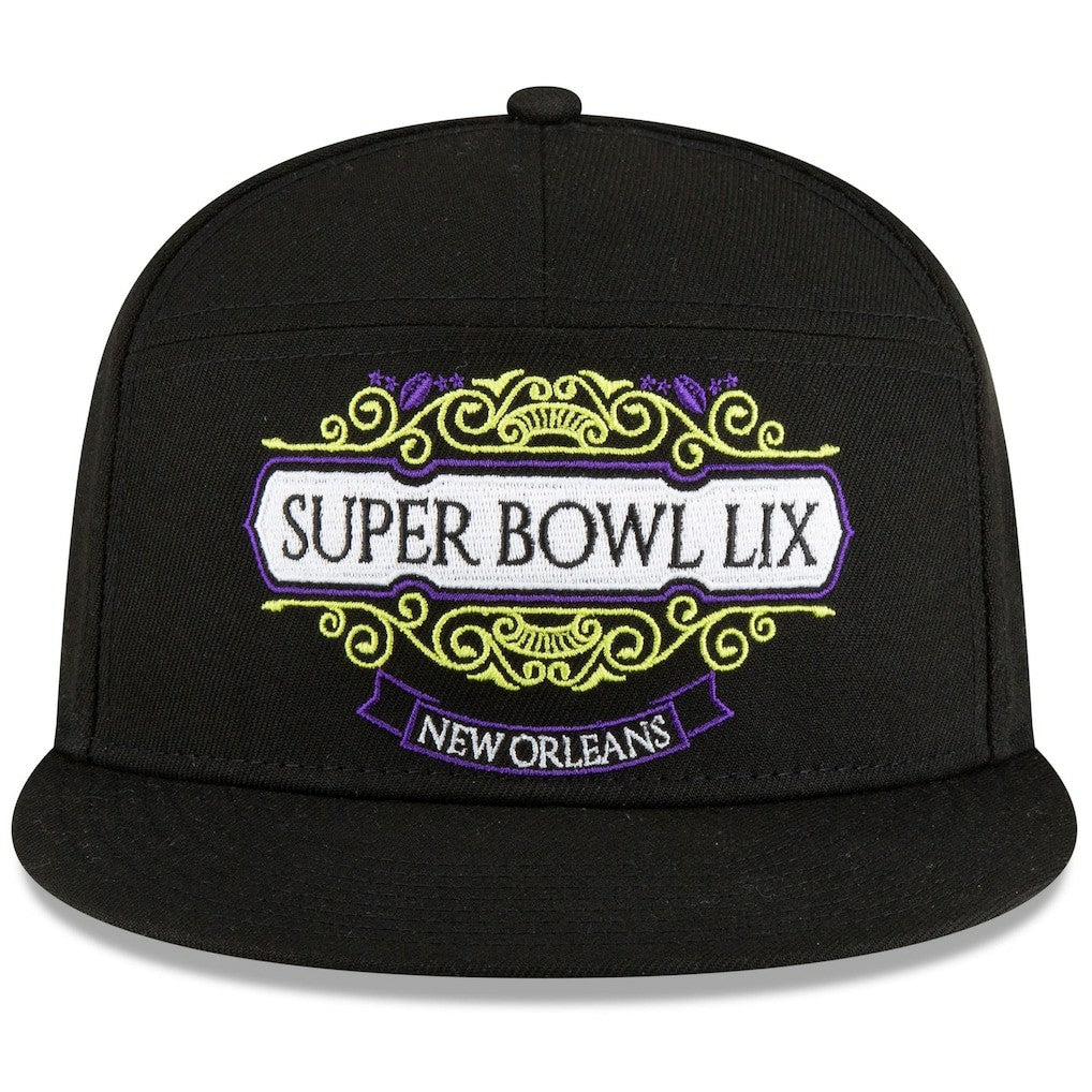 Philadelphia Eagles New Era Super Bowl LIX Tarmac Split Panel 9FIFTY Snapback Hat - Black - NFL