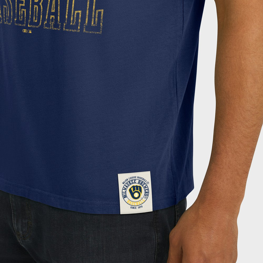 Milwaukee Brewers Darius Rucker Collection by Fanatics Distressed Sleeve Stripe T-Shirt Near Me