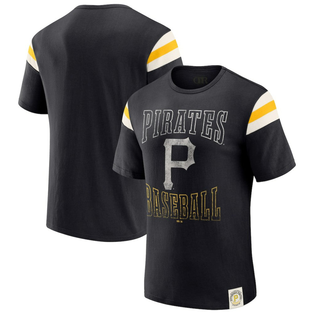 Pittsburgh Pirates Darius Rucker Collection by Fanatics Distressed Sleeve Stripe T-Shirt Sale