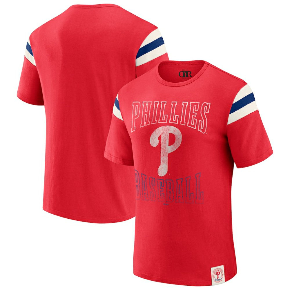 Philadelphia Phillies Darius Rucker Collection by Fanatics Distressed Sleeve Stripe T-Shirt Outlet