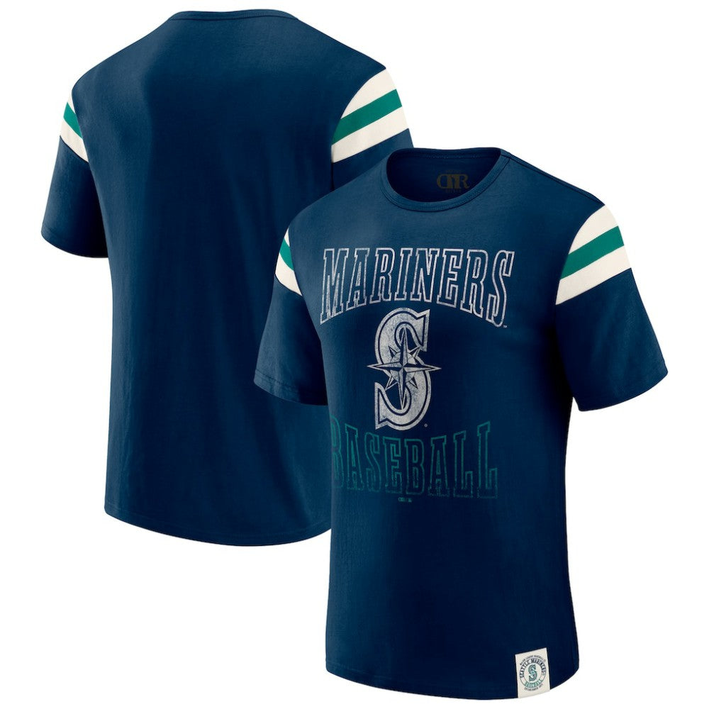 Seattle Mariners Darius Rucker Collection by Fanatics Distressed Sleeve Stripe T-Shirt for sale