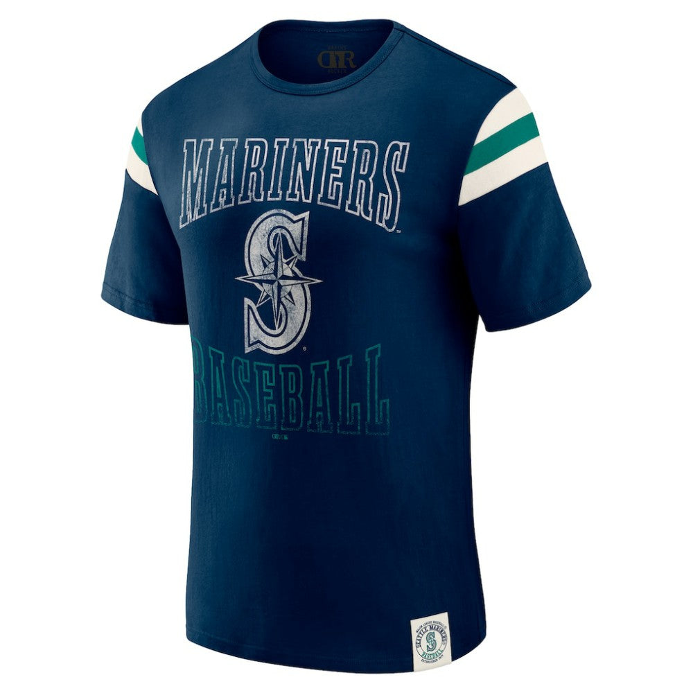 Seattle Mariners Darius Rucker Collection by Fanatics Distressed Sleeve Stripe T-Shirt for sale
