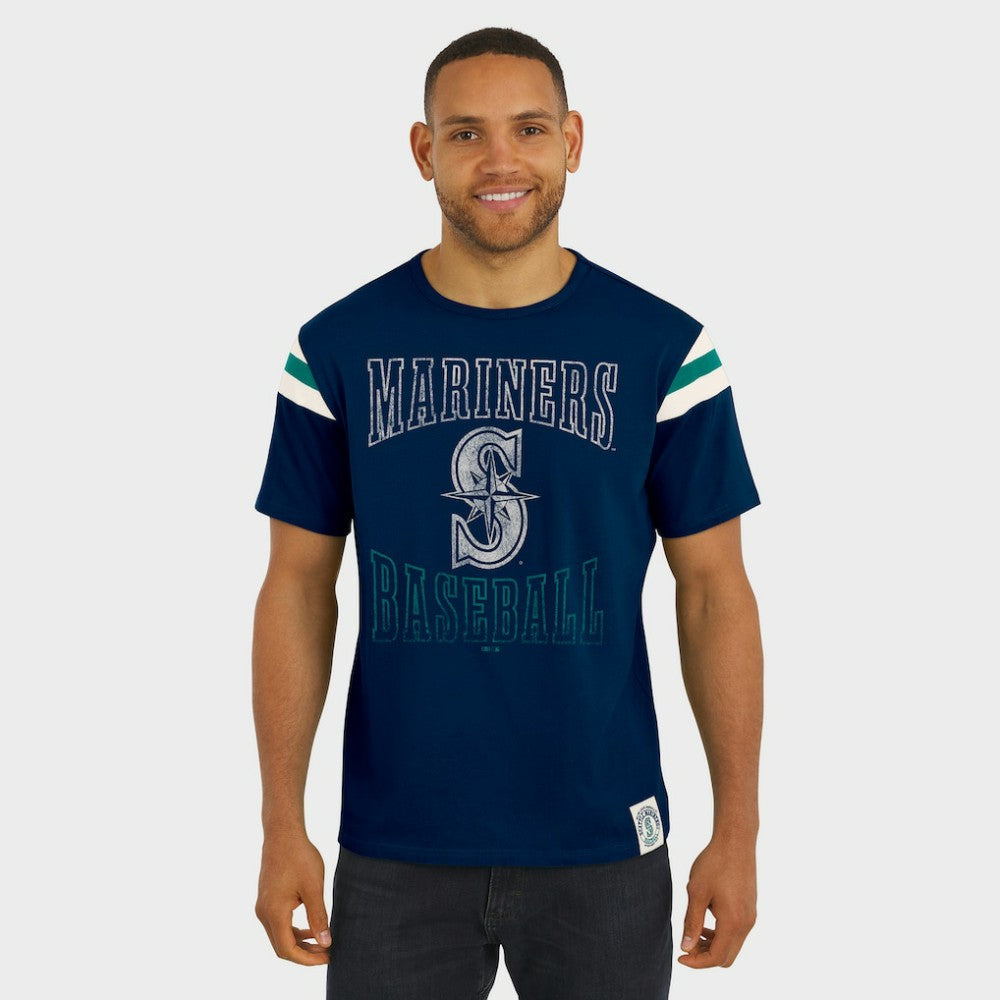 Seattle Mariners Darius Rucker Collection by Fanatics Distressed Sleeve Stripe T-Shirt for sale