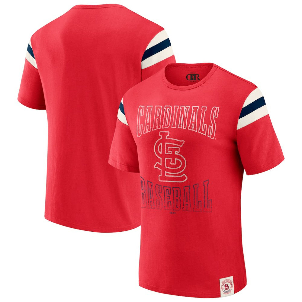 St. Louis Cardinals Darius Rucker Collection by Fanatics Distressed Sleeve Stripe T-Shirt Online