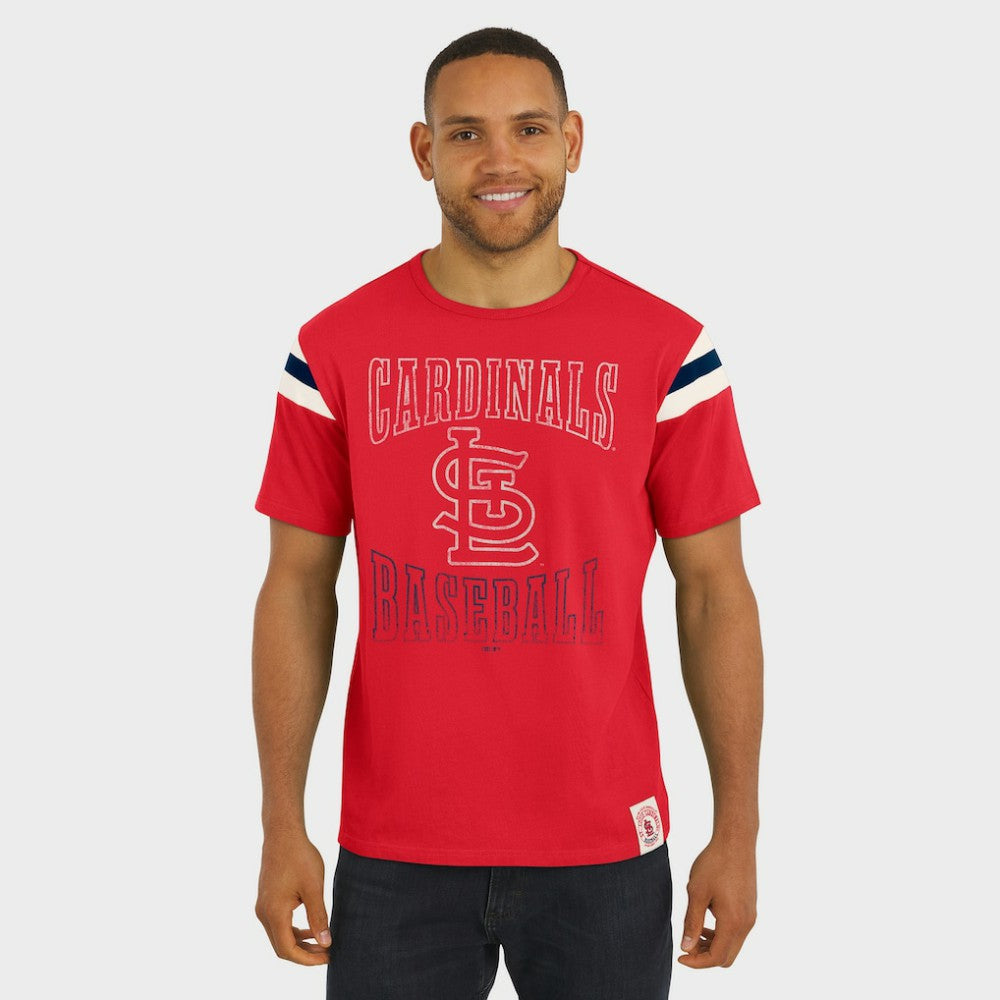 St. Louis Cardinals Darius Rucker Collection by Fanatics Distressed Sleeve Stripe T-Shirt Online