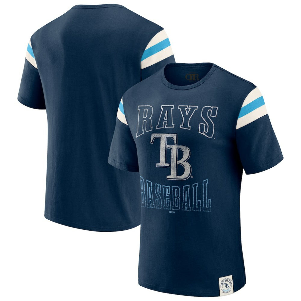 Tampa Bay Rays Darius Rucker Collection by Fanatics Distressed Sleeve Stripe T-Shirt Near Me