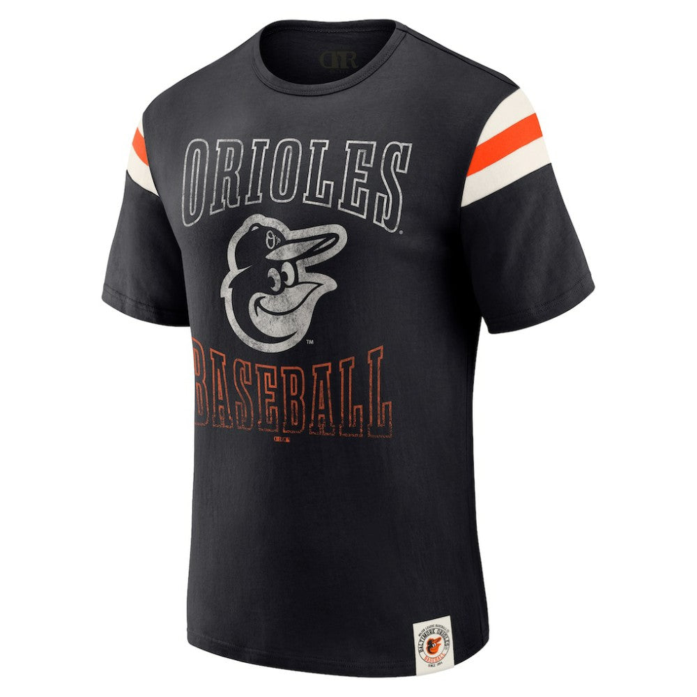 Baltimore Orioles Darius Rucker Collection by Fanatics Distressed Sleeve Stripe T-Shirt Sale
