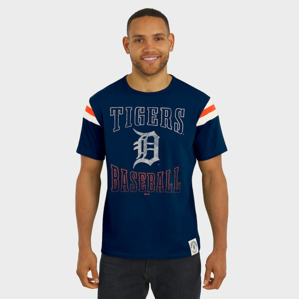 Detroit Tigers Darius Rucker Collection by Fanatics Distressed Sleeve Stripe T-Shirt Sale