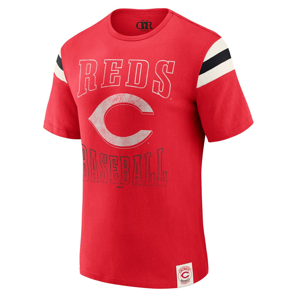 Cincinnati Reds Darius Rucker Collection by Fanatics Distressed Sleeve Stripe T-Shirt Online