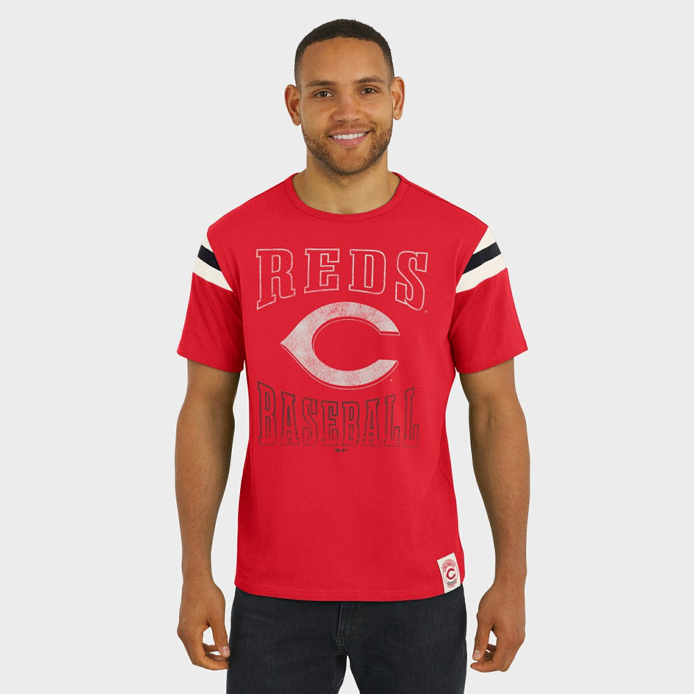 Cincinnati Reds Darius Rucker Collection by Fanatics Distressed Sleeve Stripe T-Shirt Online