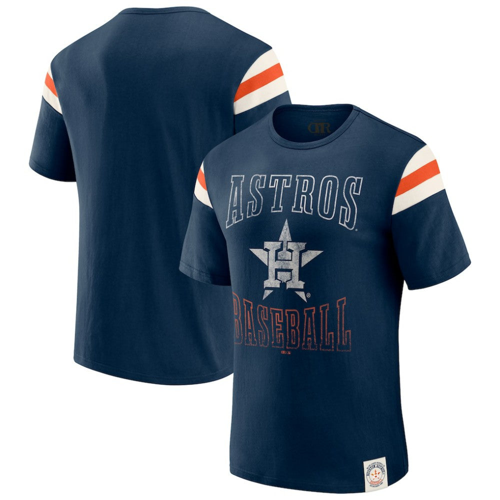 Houston Astros Darius Rucker Collection by Fanatics Distressed Sleeve Stripe T-Shirt Outlet