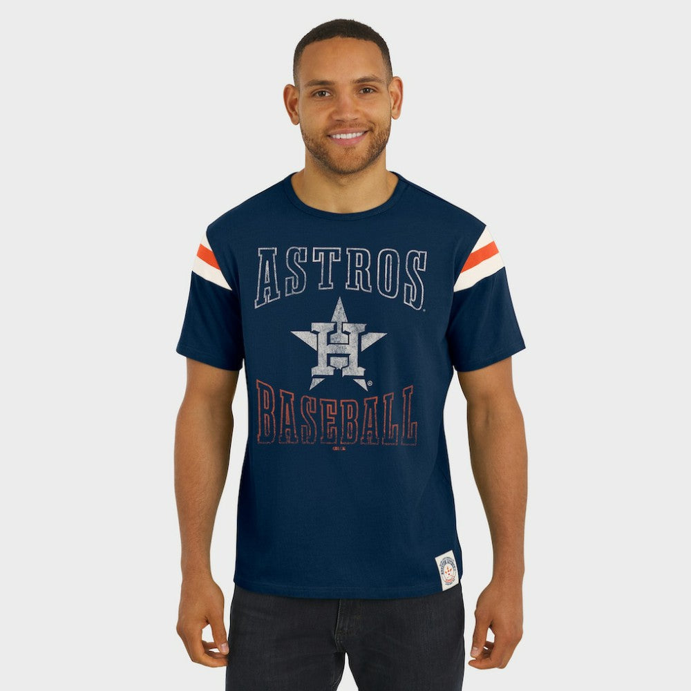 Houston Astros Darius Rucker Collection by Fanatics Distressed Sleeve Stripe T-Shirt Outlet