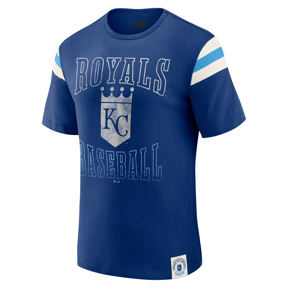 Kansas City Royals Darius Rucker Collection by Fanatics Distressed Sleeve Stripe T-Shirt Near Me