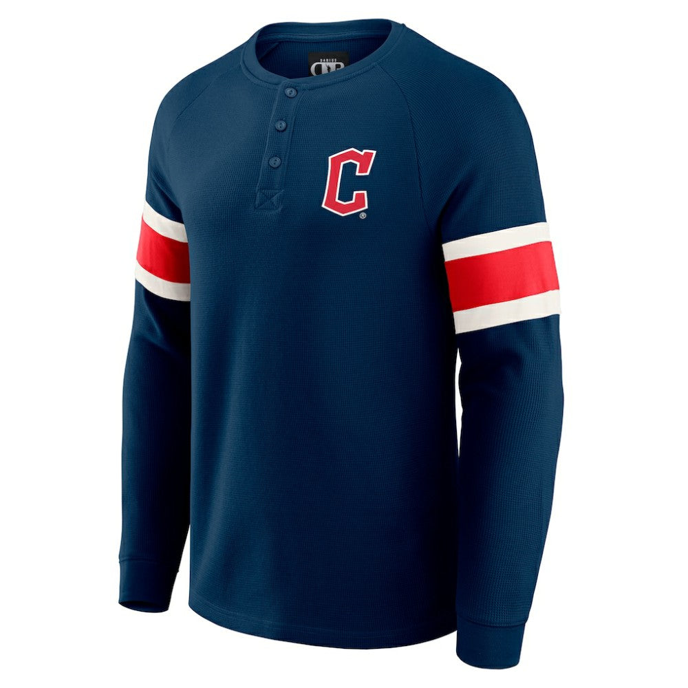 Cleveland Guardians Darius Rucker Collection by Fanatics Waffle-Knit Raglan Long Sleeve Henley T-Shirt Outlet