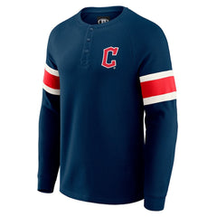 Cleveland Guardians Darius Rucker Collection by Fanatics Waffle-Knit Raglan Long Sleeve Henley T-Shirt Outlet