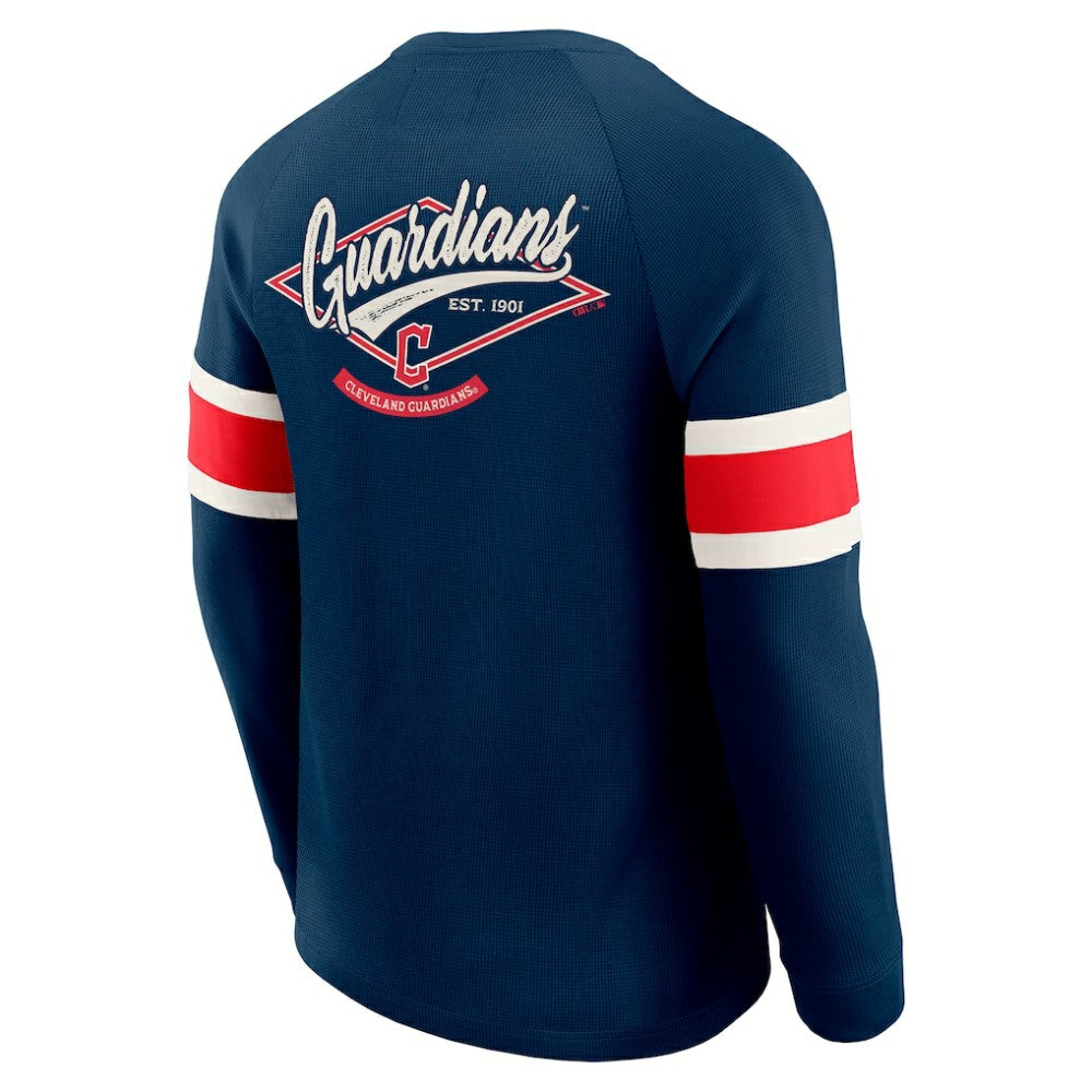 Cleveland Guardians Darius Rucker Collection by Fanatics Waffle-Knit Raglan Long Sleeve Henley T-Shirt Outlet