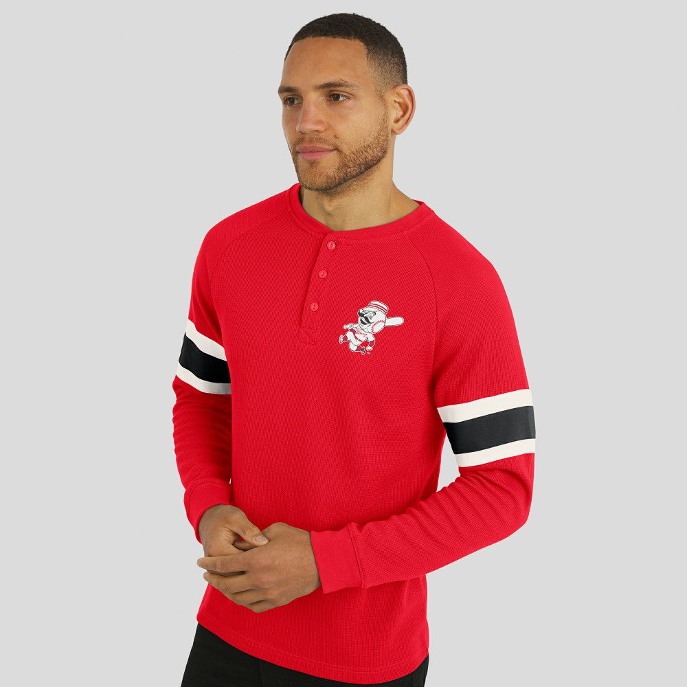 Cincinnati Reds Darius Rucker Collection by Fanatics Waffle-Knit Raglan Long Sleeve Henley T-Shirt for sale