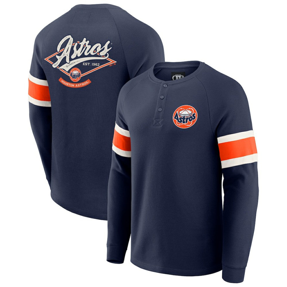 Houston Astros Darius Rucker Collection by Fanatics Waffle-Knit Raglan Long Sleeve Henley T-Shirt Outlet