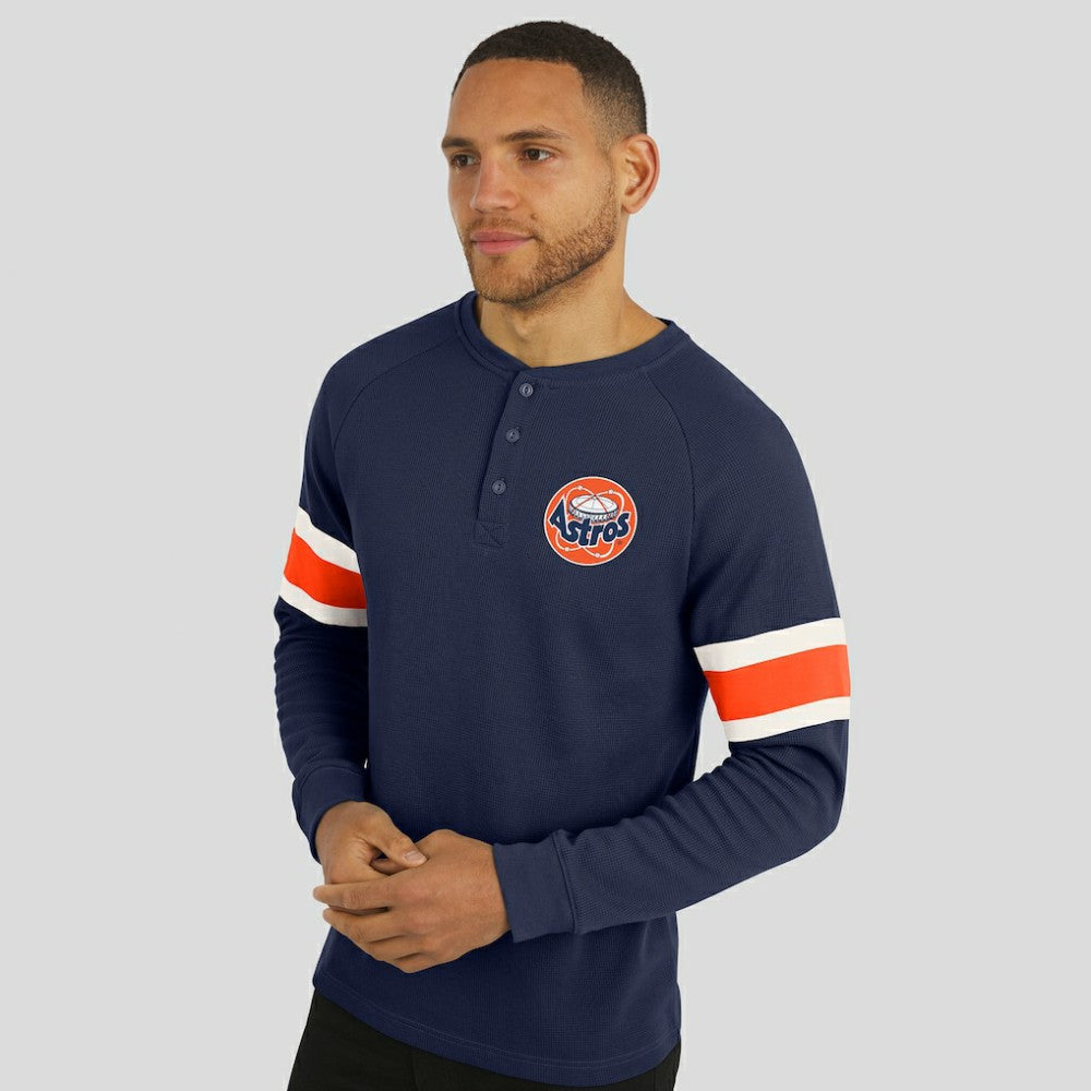 Houston Astros Darius Rucker Collection by Fanatics Waffle-Knit Raglan Long Sleeve Henley T-Shirt Outlet