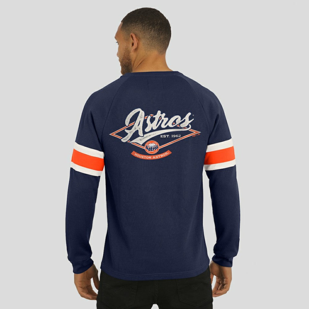 Houston Astros Darius Rucker Collection by Fanatics Waffle-Knit Raglan Long Sleeve Henley T-Shirt Outlet