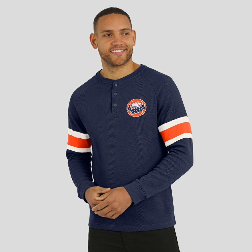 Houston Astros Darius Rucker Collection by Fanatics Waffle-Knit Raglan Long Sleeve Henley T-Shirt Outlet