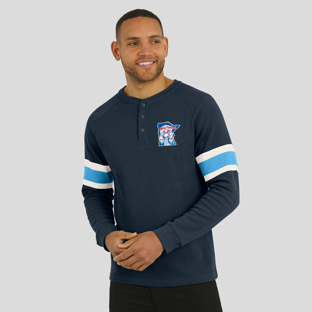Minnesota Twins Darius Rucker Collection by Fanatics Waffle-Knit Raglan Long Sleeve Henley T-Shirt Outlet