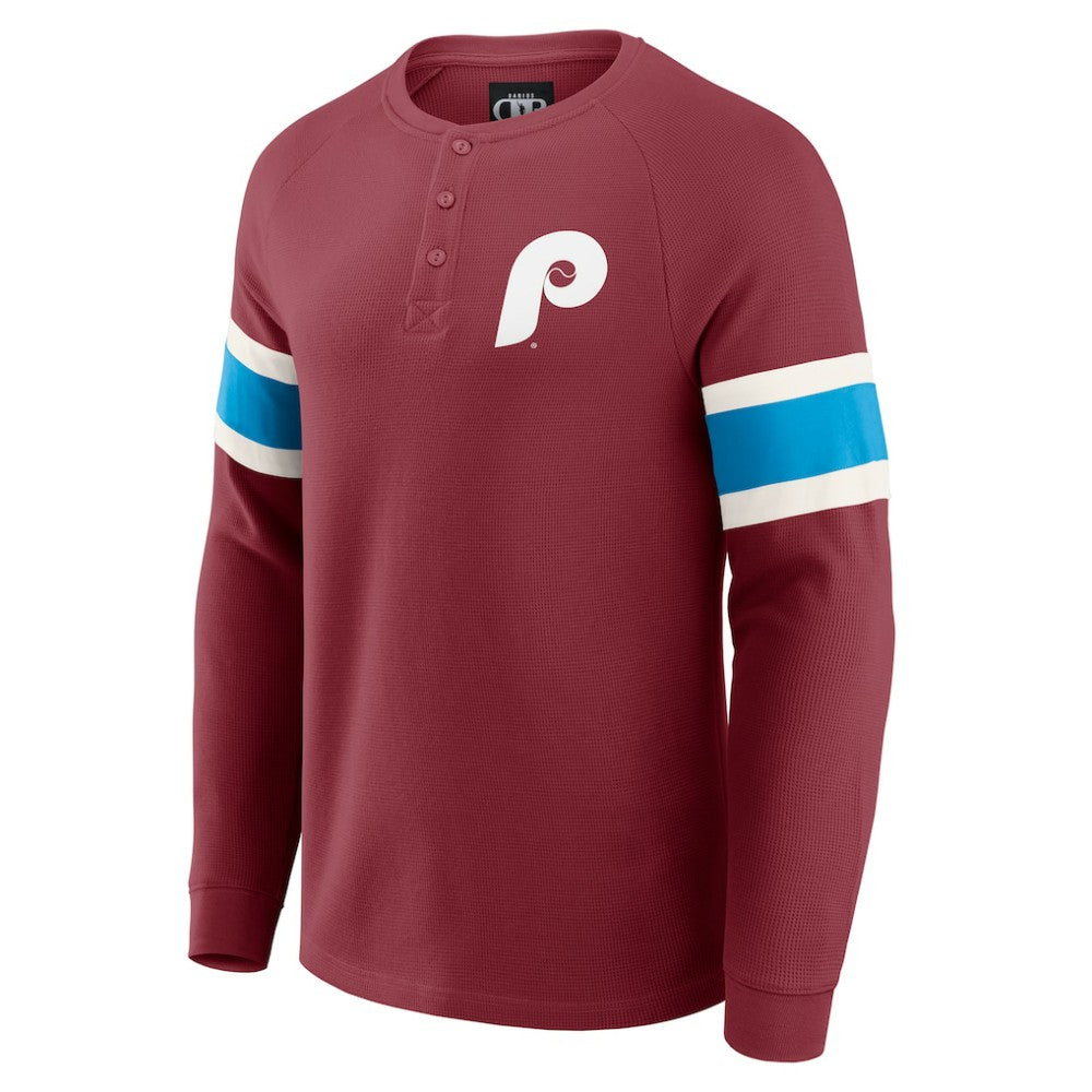 Philadelphia Phillies Darius Rucker Collection by Fanatics Waffle-Knit Raglan Long Sleeve Henley T-Shirt Sale