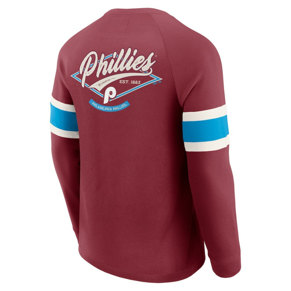 Philadelphia Phillies Darius Rucker Collection by Fanatics Waffle-Knit Raglan Long Sleeve Henley T-Shirt Sale
