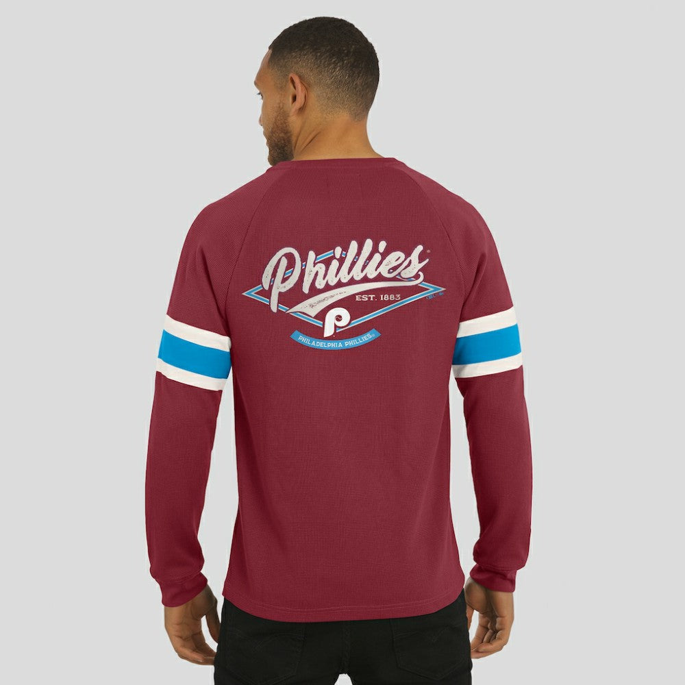 Philadelphia Phillies Darius Rucker Collection by Fanatics Waffle-Knit Raglan Long Sleeve Henley T-Shirt Sale