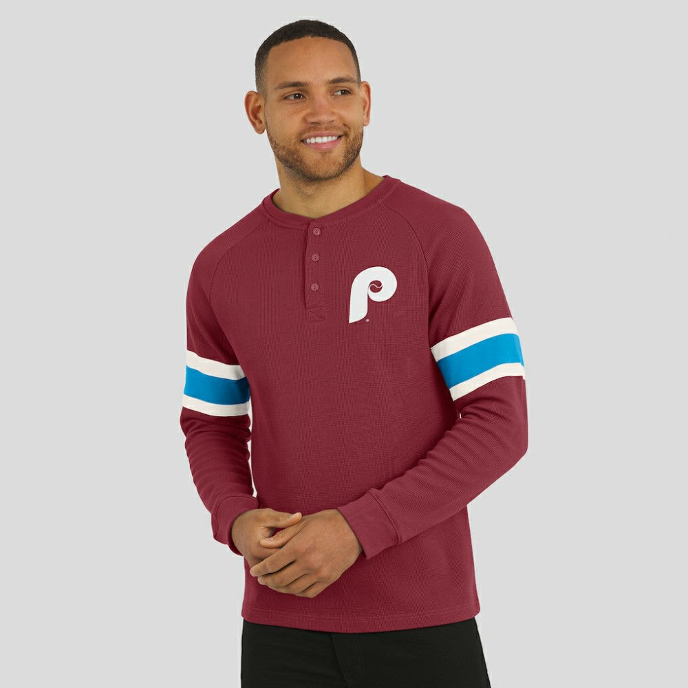 Philadelphia Phillies Darius Rucker Collection by Fanatics Waffle-Knit Raglan Long Sleeve Henley T-Shirt Sale
