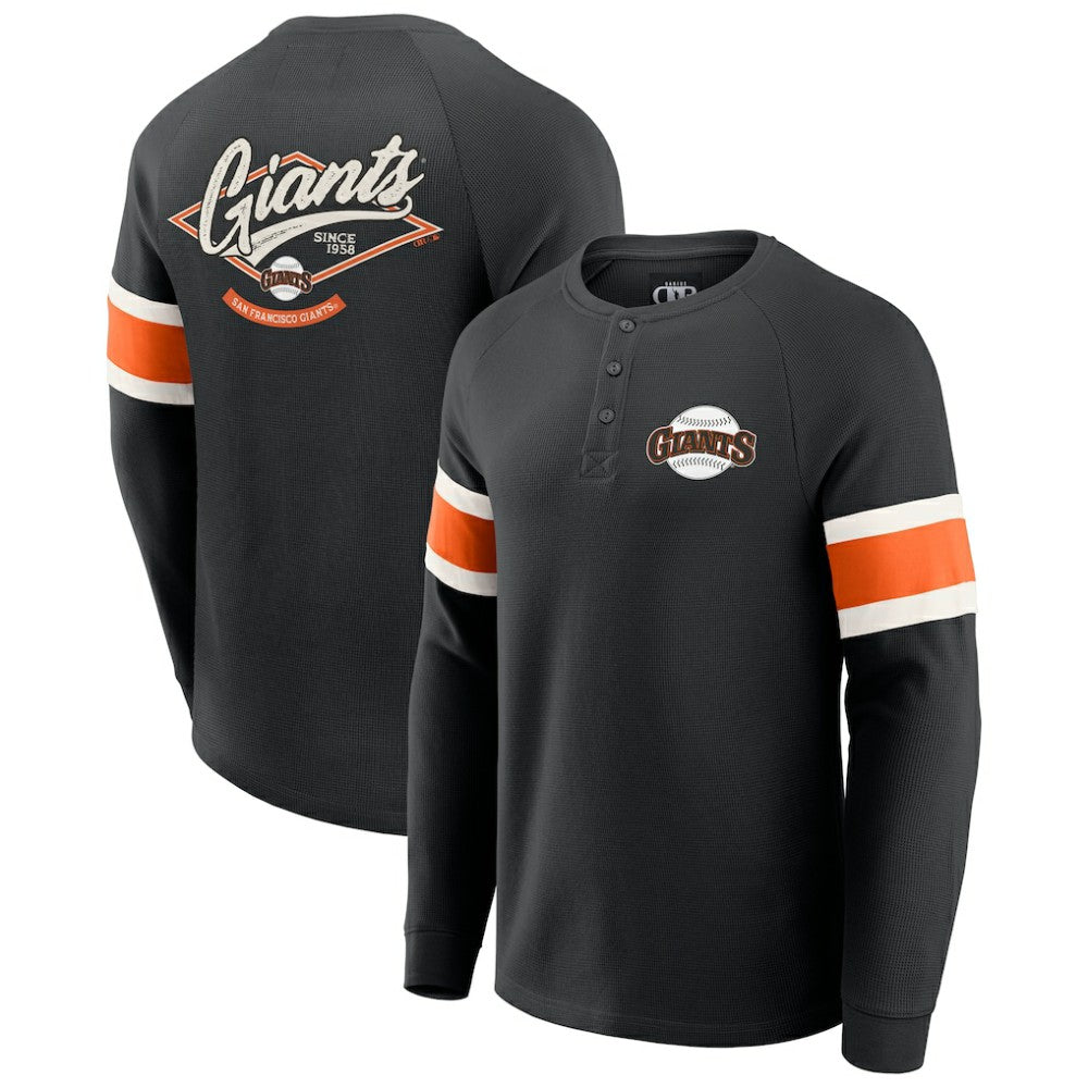 San Francisco Giants Darius Rucker Collection by Fanatics Waffle-Knit Raglan Long Sleeve Henley T-Shirt Outlet