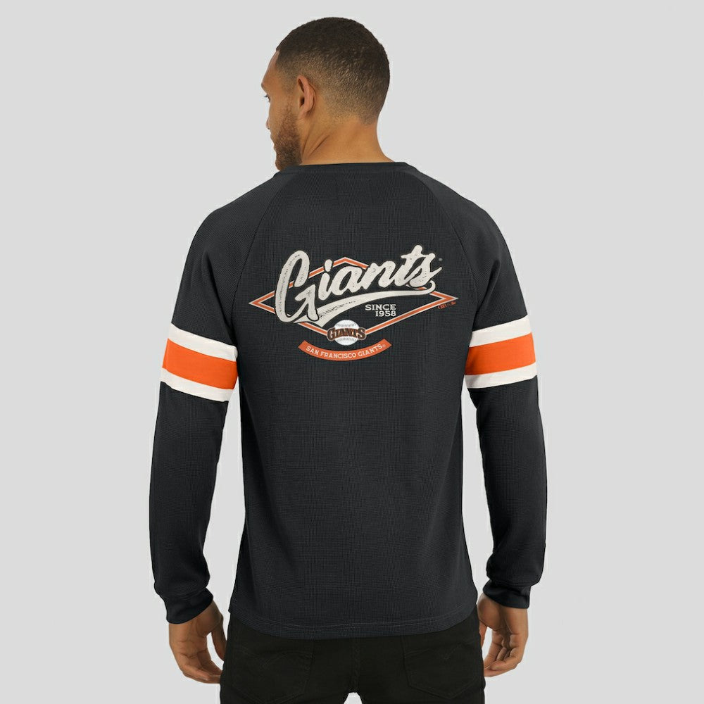 San Francisco Giants Darius Rucker Collection by Fanatics Waffle-Knit Raglan Long Sleeve Henley T-Shirt Outlet