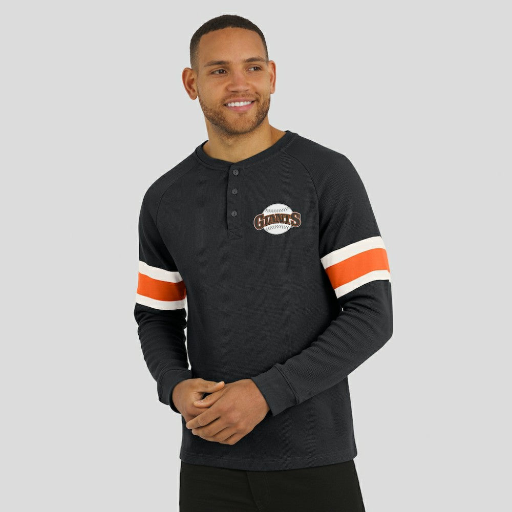 San Francisco Giants Darius Rucker Collection by Fanatics Waffle-Knit Raglan Long Sleeve Henley T-Shirt Outlet