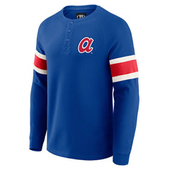 Atlanta Braves Darius Rucker Collection by Fanatics Waffle-Knit Raglan Long Sleeve Henley T-Shirt Outlet