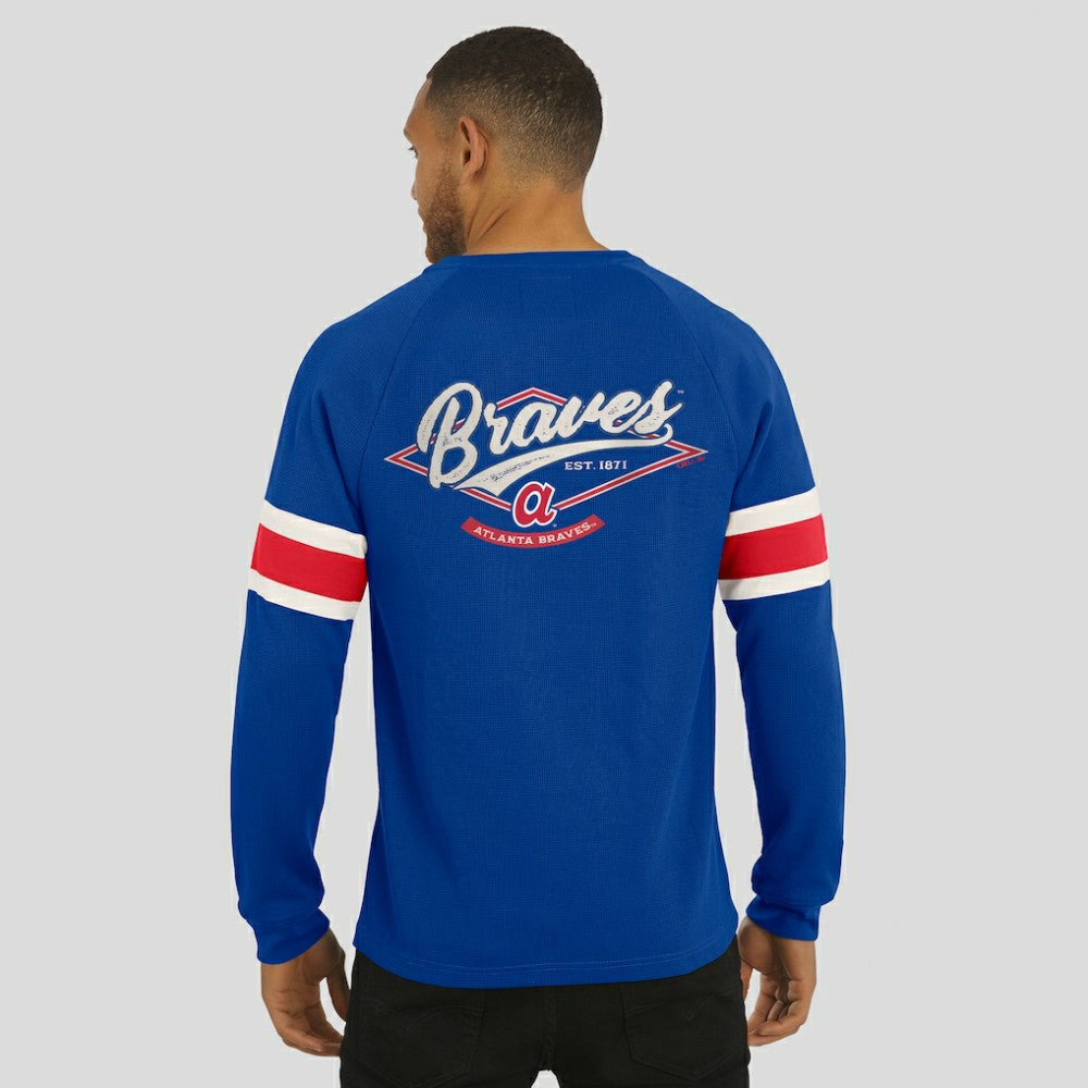 Atlanta Braves Darius Rucker Collection by Fanatics Waffle-Knit Raglan Long Sleeve Henley T-Shirt Outlet