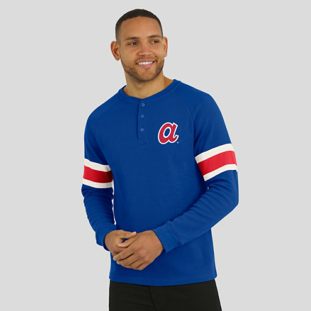 Atlanta Braves Darius Rucker Collection by Fanatics Waffle-Knit Raglan Long Sleeve Henley T-Shirt Outlet