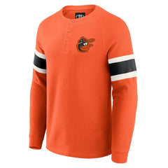 Baltimore Orioles Darius Rucker Collection by Fanatics Waffle-Knit Raglan Long Sleeve Henley T-Shirt Sale
