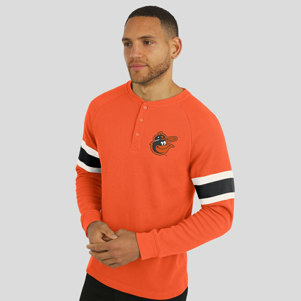 Baltimore Orioles Darius Rucker Collection by Fanatics Waffle-Knit Raglan Long Sleeve Henley T-Shirt Sale