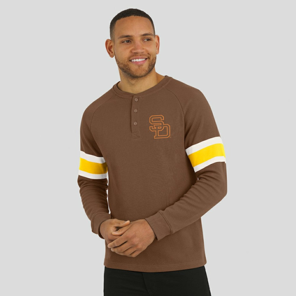San Diego Padres Darius Rucker Collection by Fanatics Waffle-Knit Raglan Long Sleeve Henley T-Shirt Discount