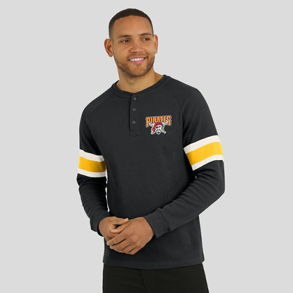 Pittsburgh Pirates Darius Rucker Collection by Fanatics Waffle-Knit Raglan Long Sleeve Henley T-Shirt Online