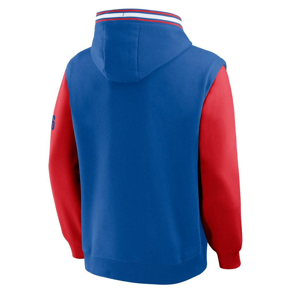 Fanatics Philadelphia 76ers Half Court Shot Clock Fastbreak Hoodie Royal/Red