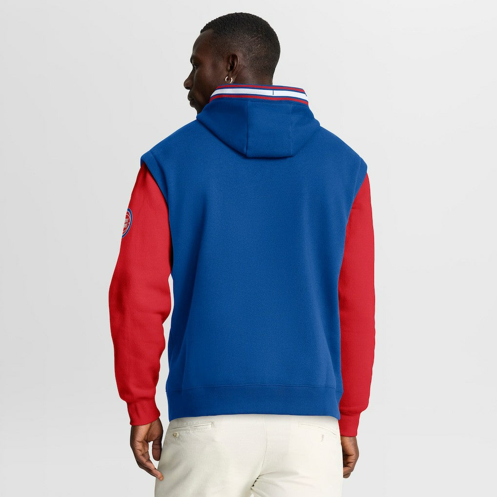 Fanatics Detroit Pistons Half Court Shot Clock Fastbreak Hoodie Blue/Red