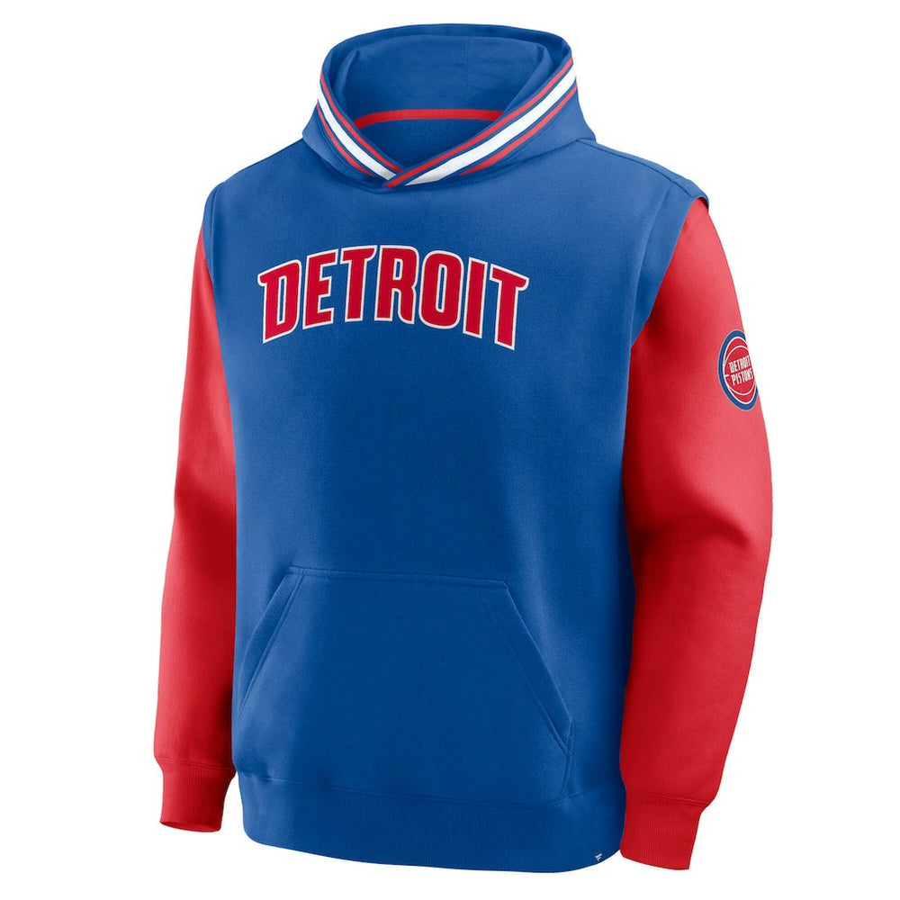 Fanatics Detroit Pistons Half Court Shot Clock Fastbreak Hoodie Blue/Red