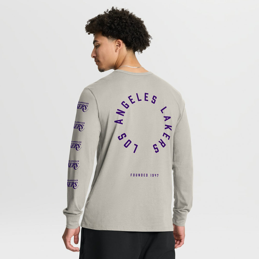 Fanatics Los Angeles Lakers Crossover Collection Ball Screen Action Premium Long Sleeve T-Shirt Cream