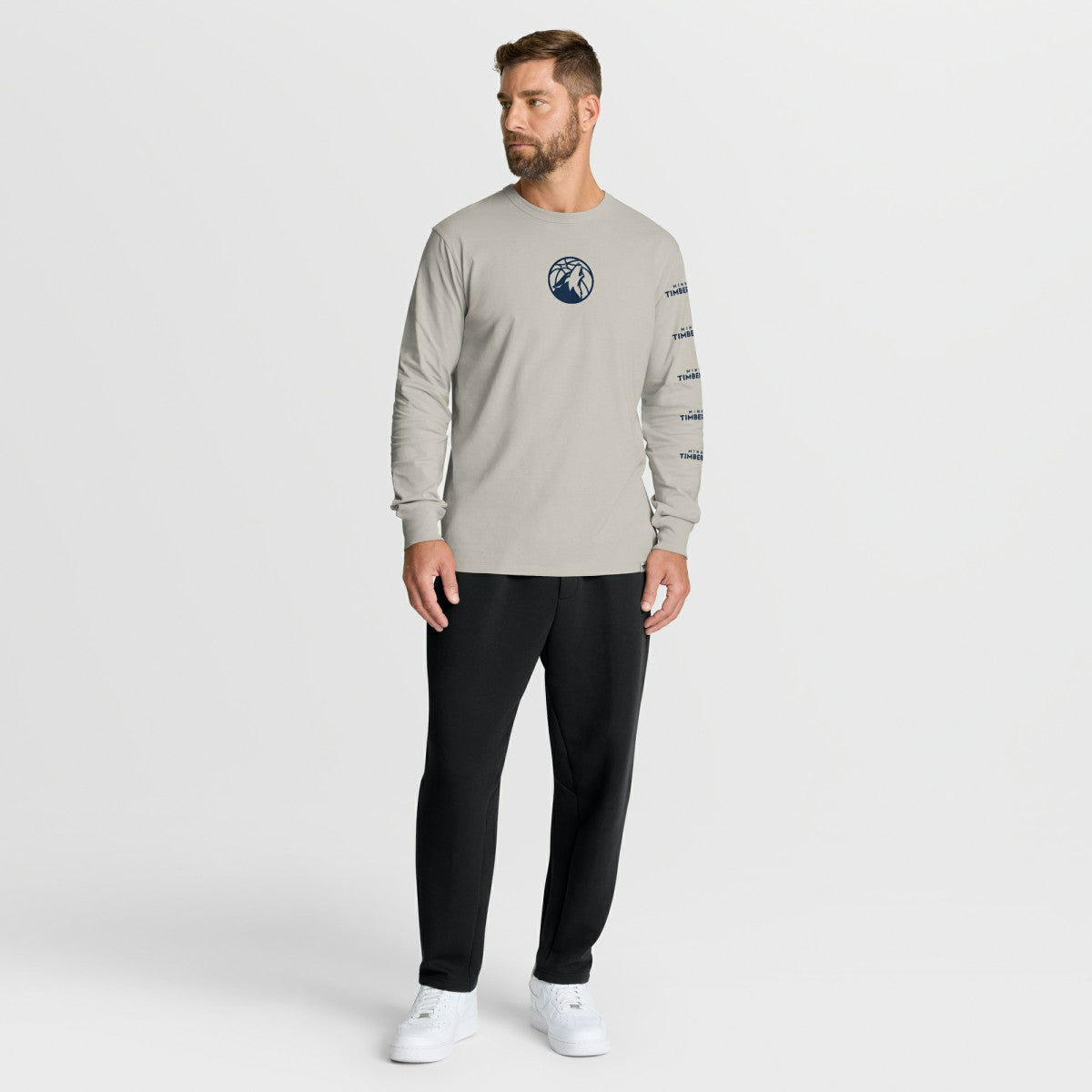 Fanatics Minnesota Timberwolves Crossover Collection Ball Screen Action Premium Long Sleeve T-Shirt Cream