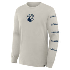 Fanatics Minnesota Timberwolves Crossover Collection Ball Screen Action Premium Long Sleeve T-Shirt Cream