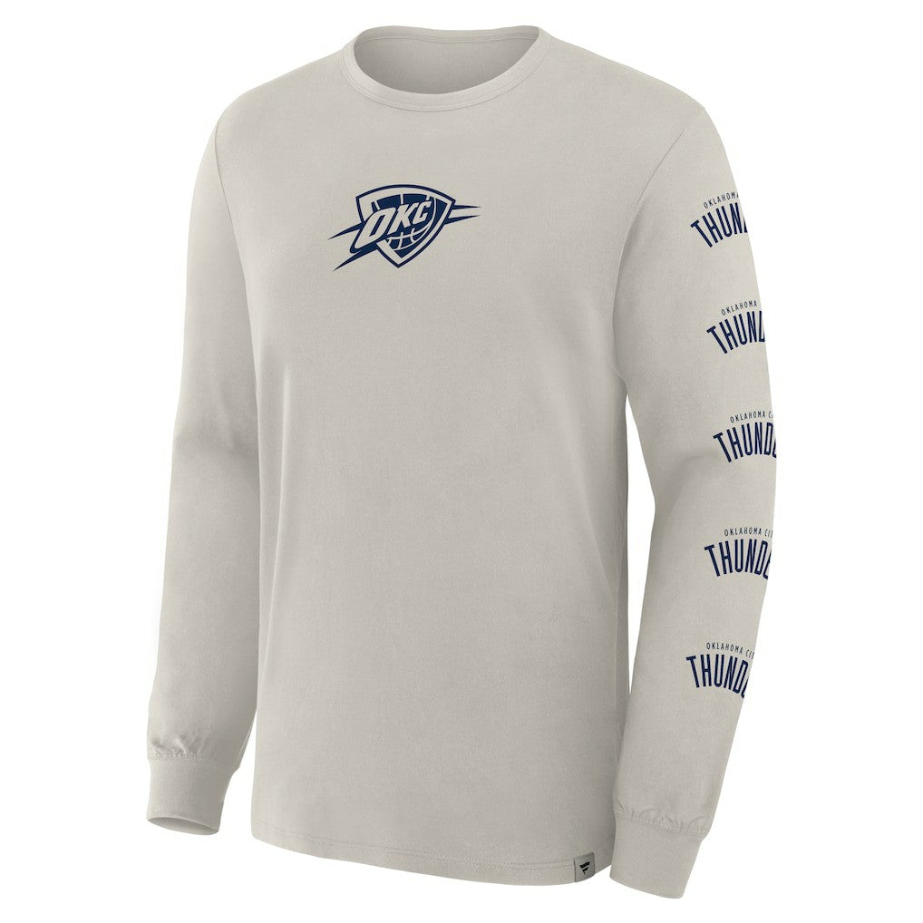Fanatics Oklahoma City Thunder Crossover Collection Ball Screen Action Premium Long Sleeve T-Shirt Cream