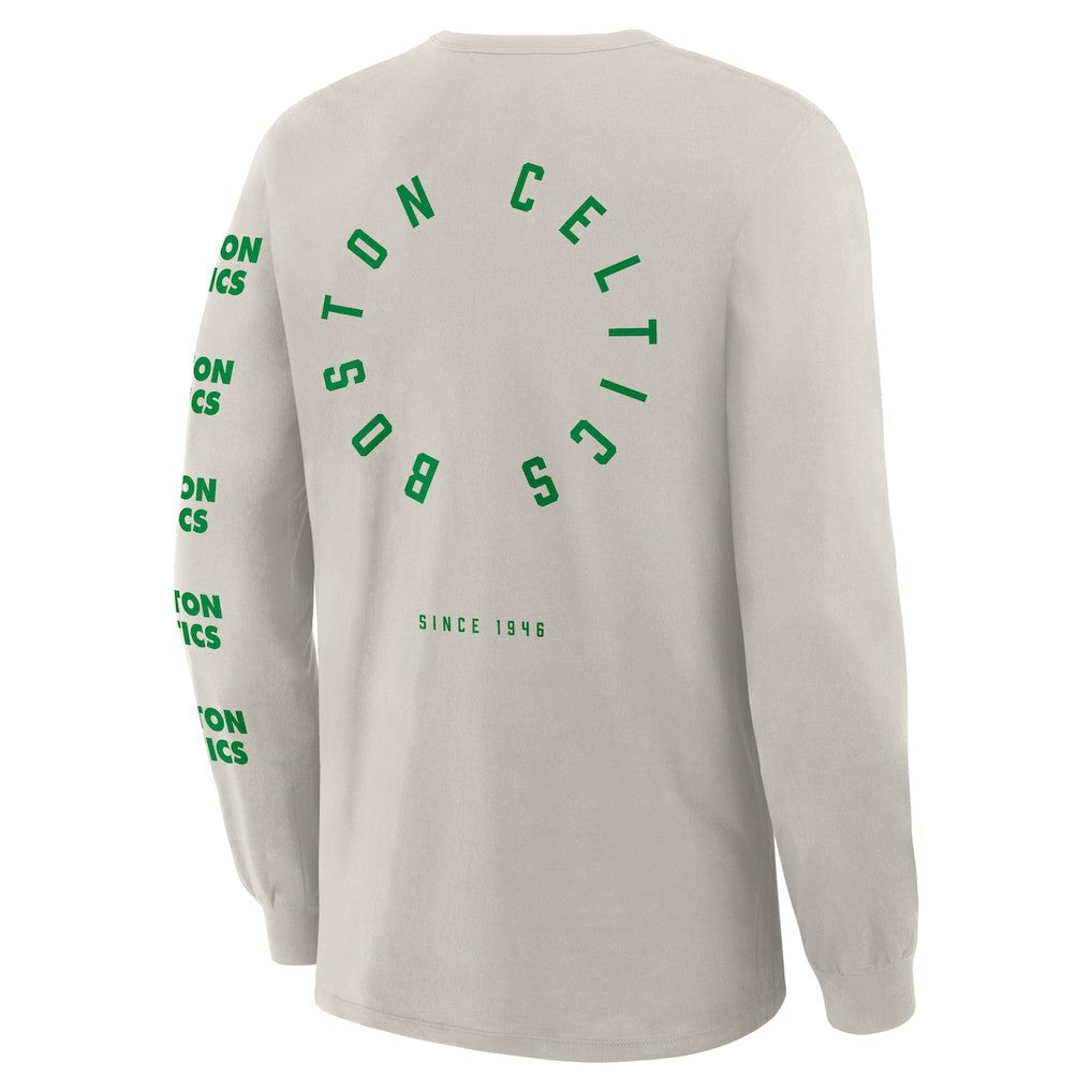 Fanatics Boston Celtics Crossover Collection Ball Screen Action Premium Long Sleeve T-Shirt Cream