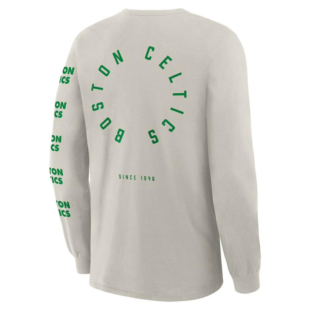 Fanatics Boston Celtics Crossover Collection Ball Screen Action Premium Long Sleeve T-Shirt Cream