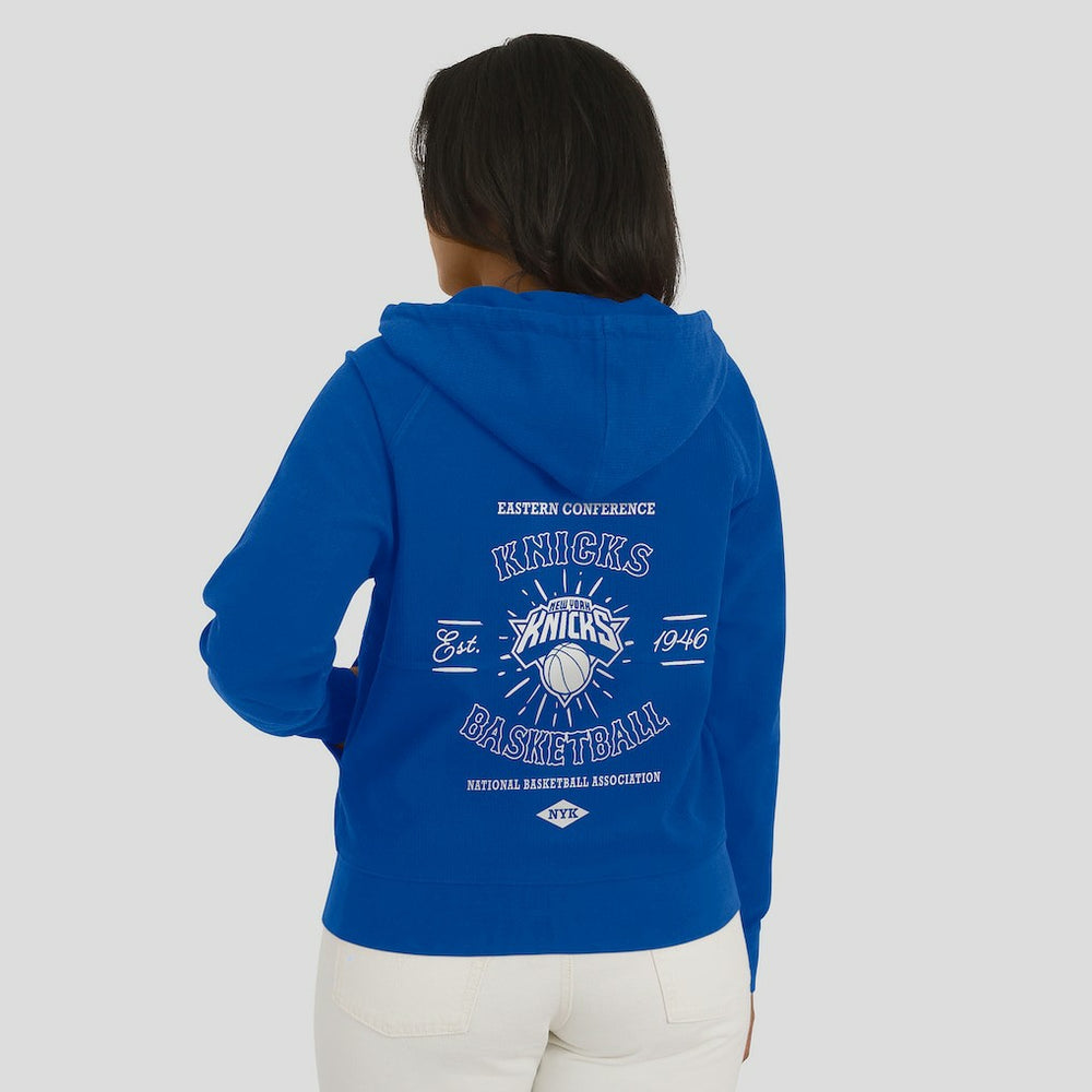 New York Knicks WEAR by Erin Andrews Women's Vintage Full-Zip Raglan Hoodie Royal